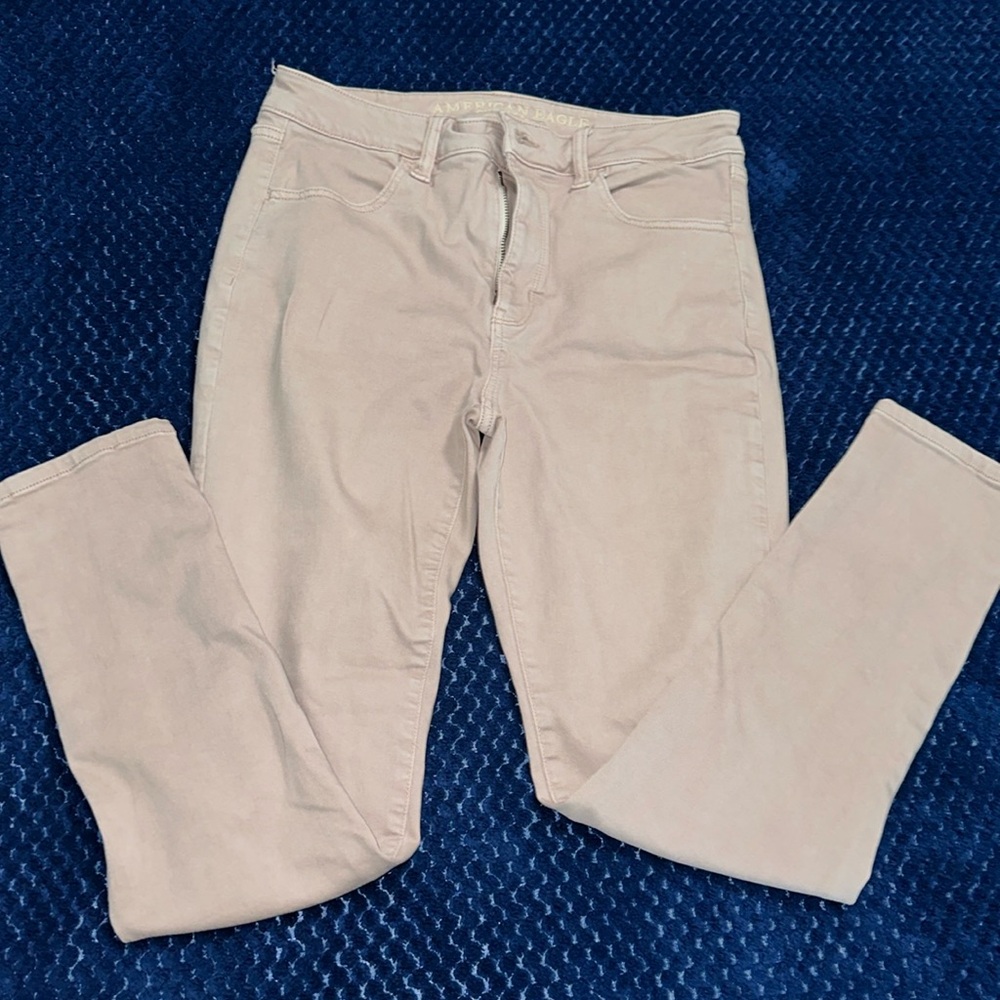 American eagle light pink high rise jeggings size 10!